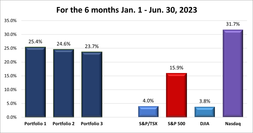 First Half 2023 Portfolio & Index performance