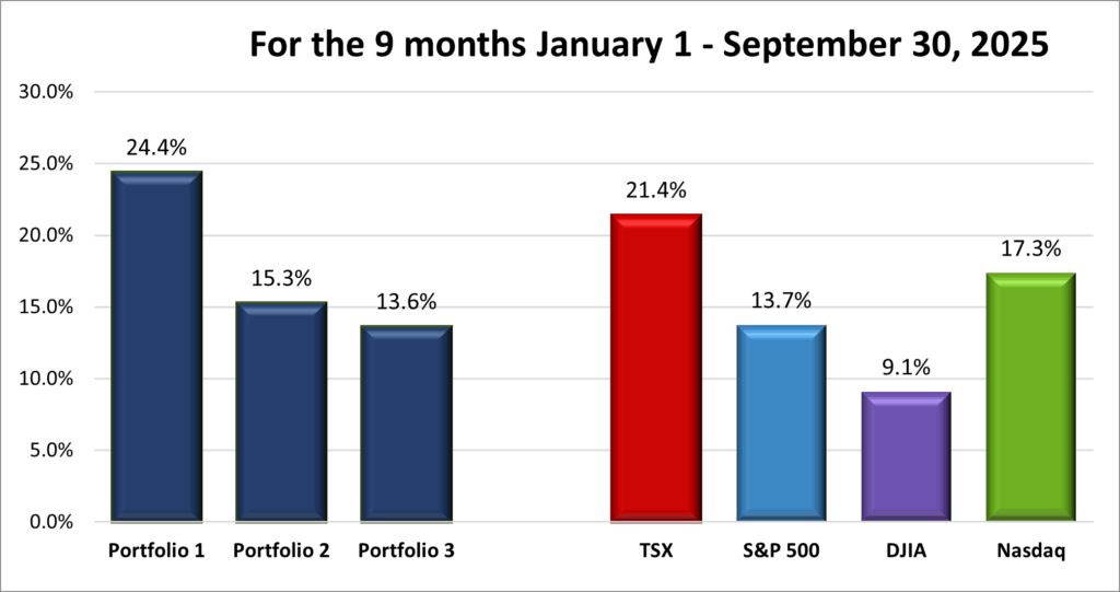 9 Months YTD Portfolio & Index performance