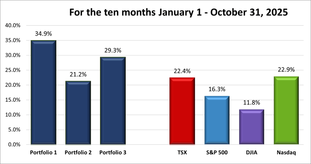 10 Months YTD Portfolio & Index performance